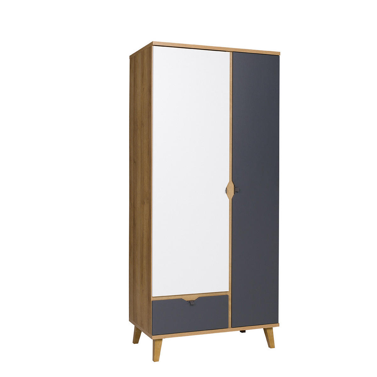KLEIDERSCHRANK Aster 90x200 mit Schublade - Eichefarben/Graphitfarben, Holzwerkstoff/Kunststoff (90/200/52cm) - Ravio
