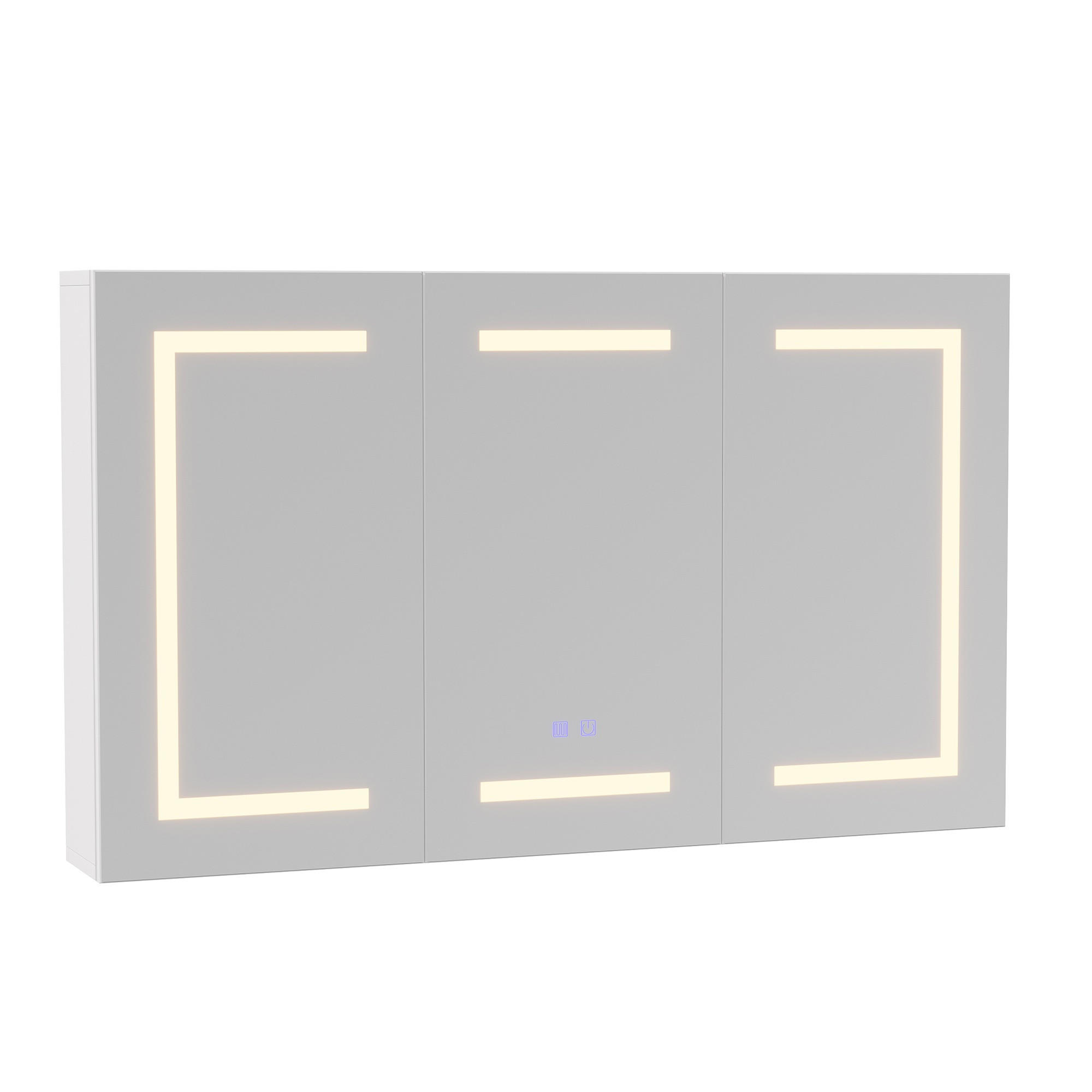 SPIEGELSCHRANK, Wandbadezimmerschrank mit LED-Spiegel, 60 x 100 cm, 3 Türen, integrierte Steckdose und USB-Anschlüsse - Weiß, Glas (60/100.4/13.5cm) - Waldena