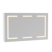 SPIEGELSCHRANK, Wandbadezimmerschrank mit LED-Spiegel, 60 x 100 cm, 3 Türen, integrierte Steckdose und USB-Anschlüsse - Weiß, Glas (60/100.4/13.5cm) - Waldena