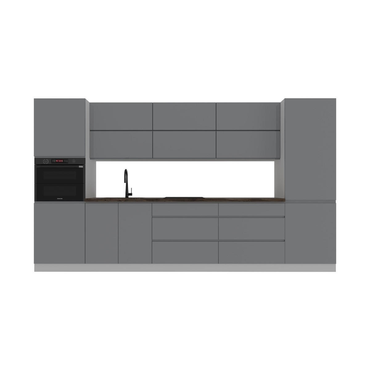 KÜCHENLEERBLOCK – 360 cm – K47-G360 – Velmora – Grau – ohne E-Geräte - Grau, Holzwerkstoff (360/212/60cm) - ROYAL24_MARKT