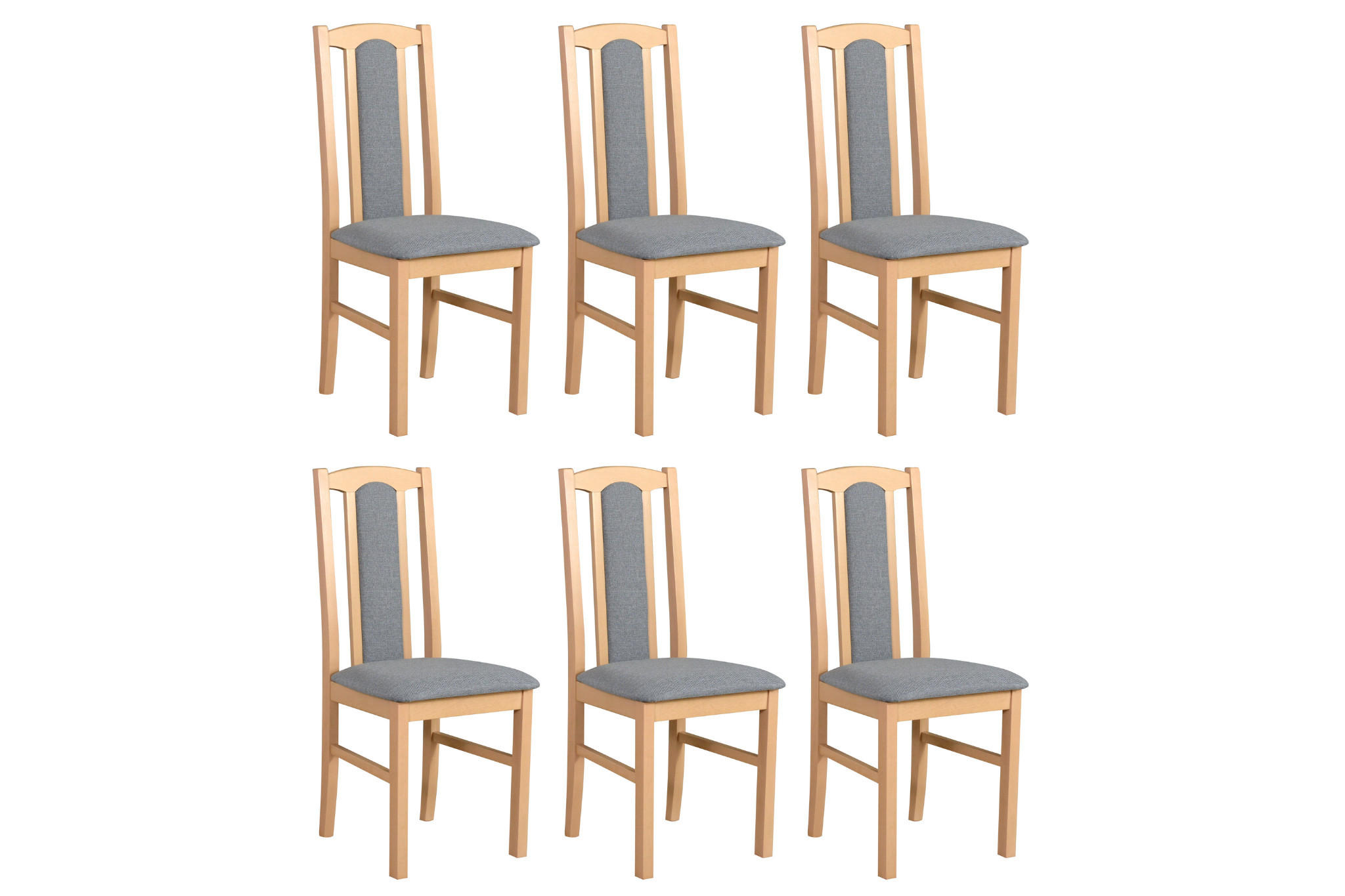 ESSZIMMERSTUHL – Set 6x Bos 7 Sonoma, hygge 91 - Grau/Sonoma Eiche, Holz (43/96/40cm) - Leaf Design