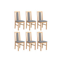 ESSZIMMERSTUHL – Set 6x Bos 7 Sonoma, hygge 91 - Grau/Sonoma Eiche, Holz (43/96/40cm) - Leaf Design