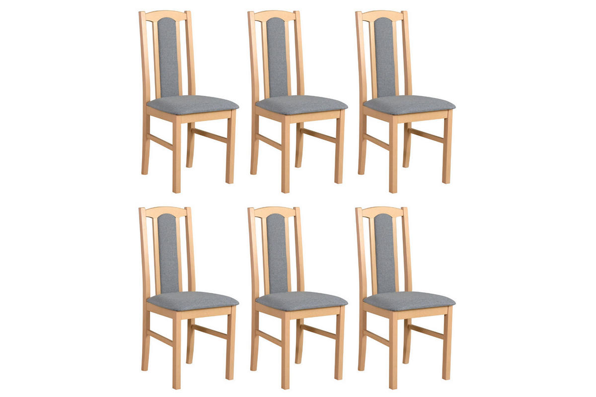 ESSZIMMERSTUHL – Set 6x Bos 7 Sonoma, hygge 91 - Grau/Sonoma Eiche, Holz (43/96/40cm) - Leaf Design