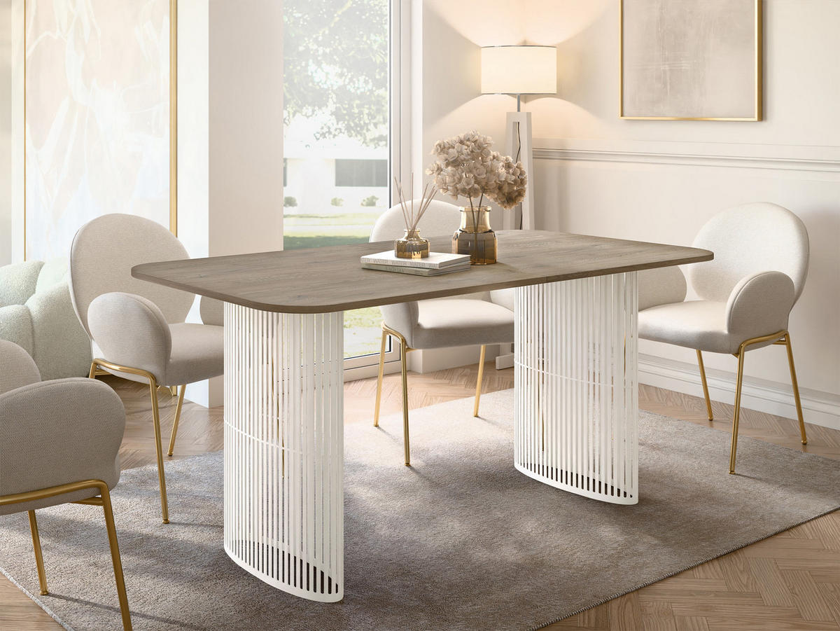 ESSTISCH Arcadia Cashmere 160 - Kaschmir/Eichefarben, Holzwerkstoff/Metall (90/160/76cm) - MIRJAN24