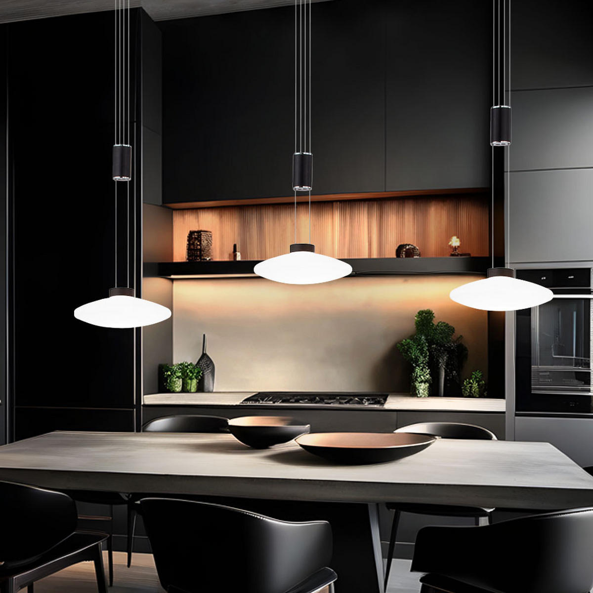 LED HÄNGELEUCHTE Metall Glas Schwarz - Schwarz, Glas (116/23/200cm)