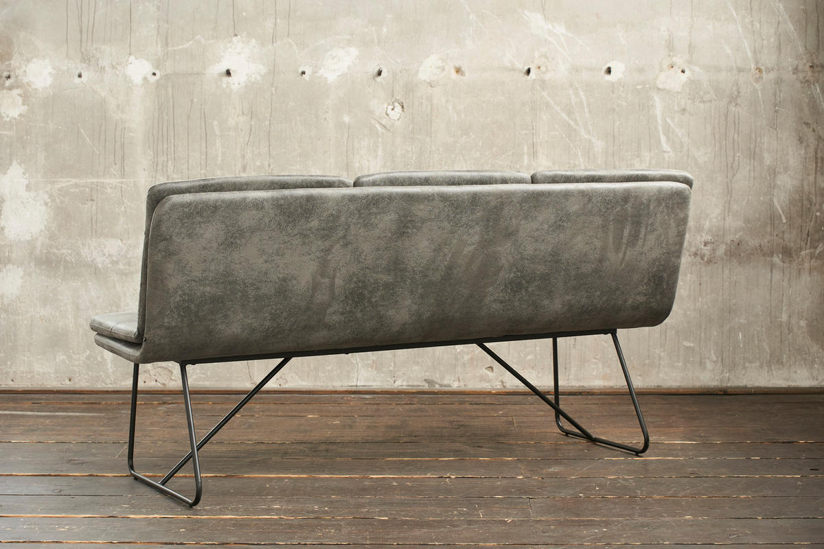 ESSZIMMERBANK VINCE Grau Microfaser - Schwarz/Grau, Textil (178/90/68cm) - KAWOLA