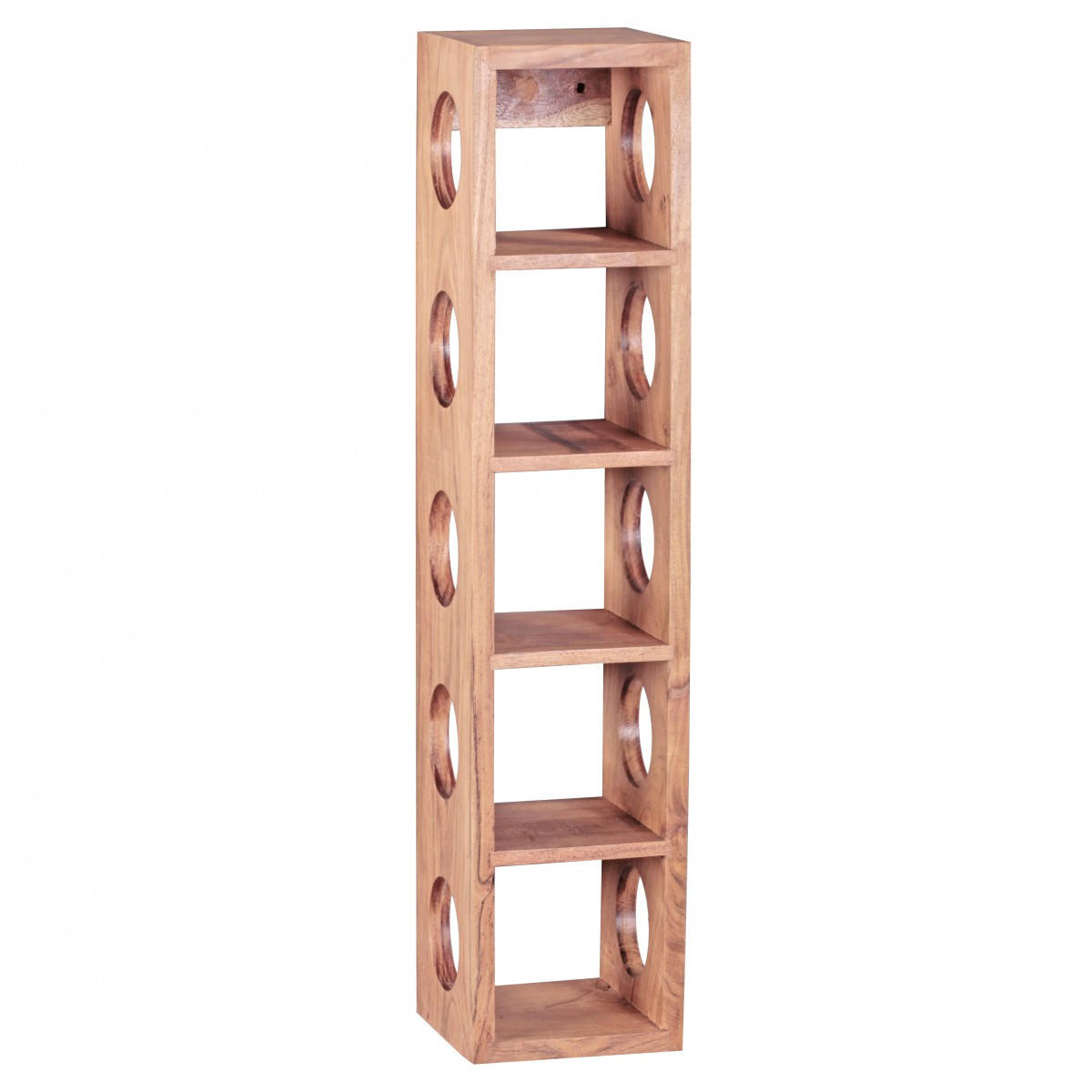 WEINREGAL Massivholz mit 5 Fächern Wandmontage Edelholz-Optik, Beige 70 cm - Beige, Holz (15/70/15cm) - KADIMA DESIGN