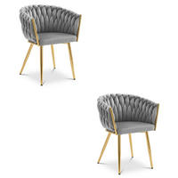 STUHL Hellgrau 61x55 cm ORION Samt - Hellgrau, Metall (61/44/55cm)