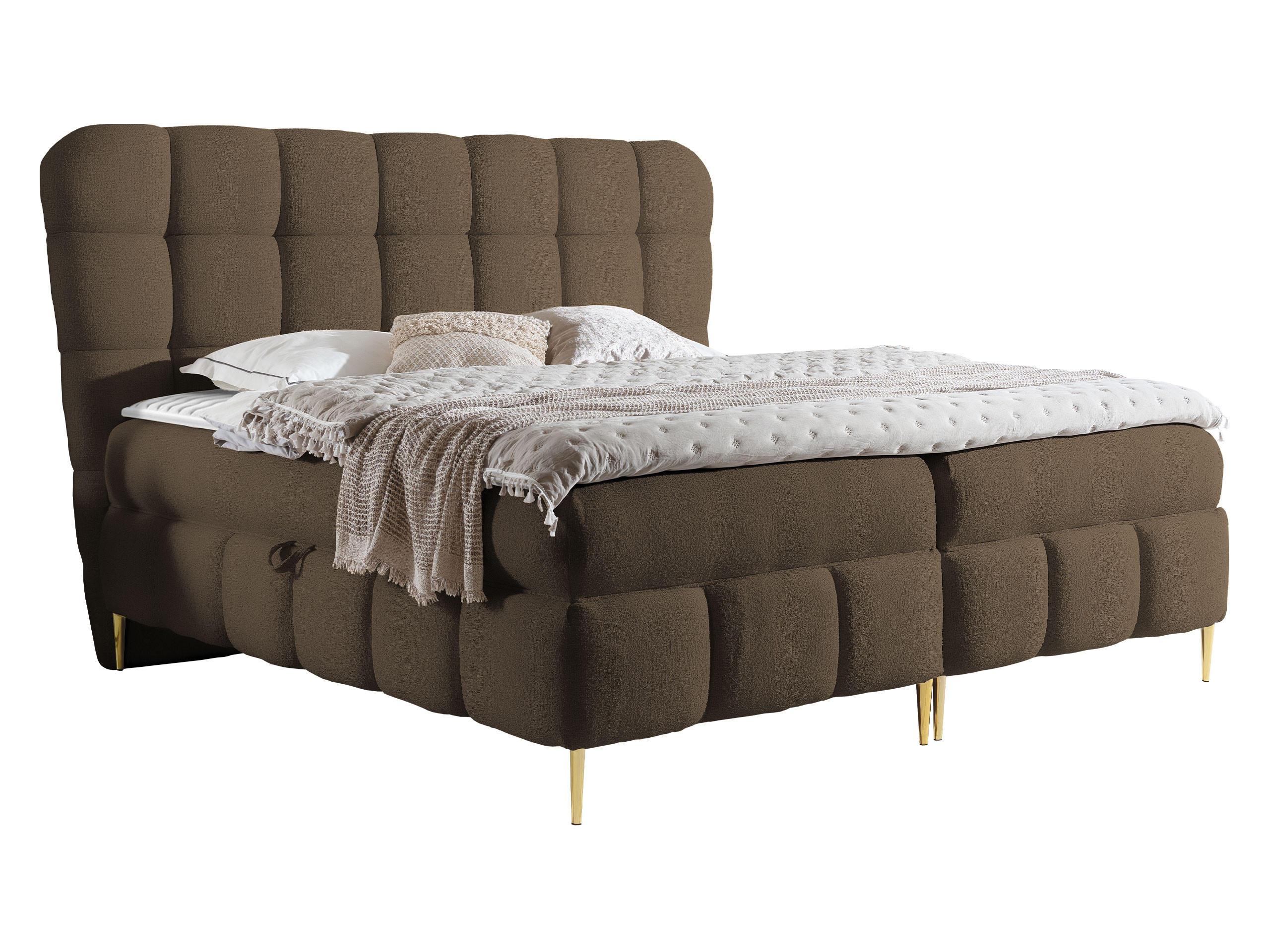 BOXBETT Lolly - Goldfarben/Braun, Holz/Textil (120/200cm) - MIRJAN24