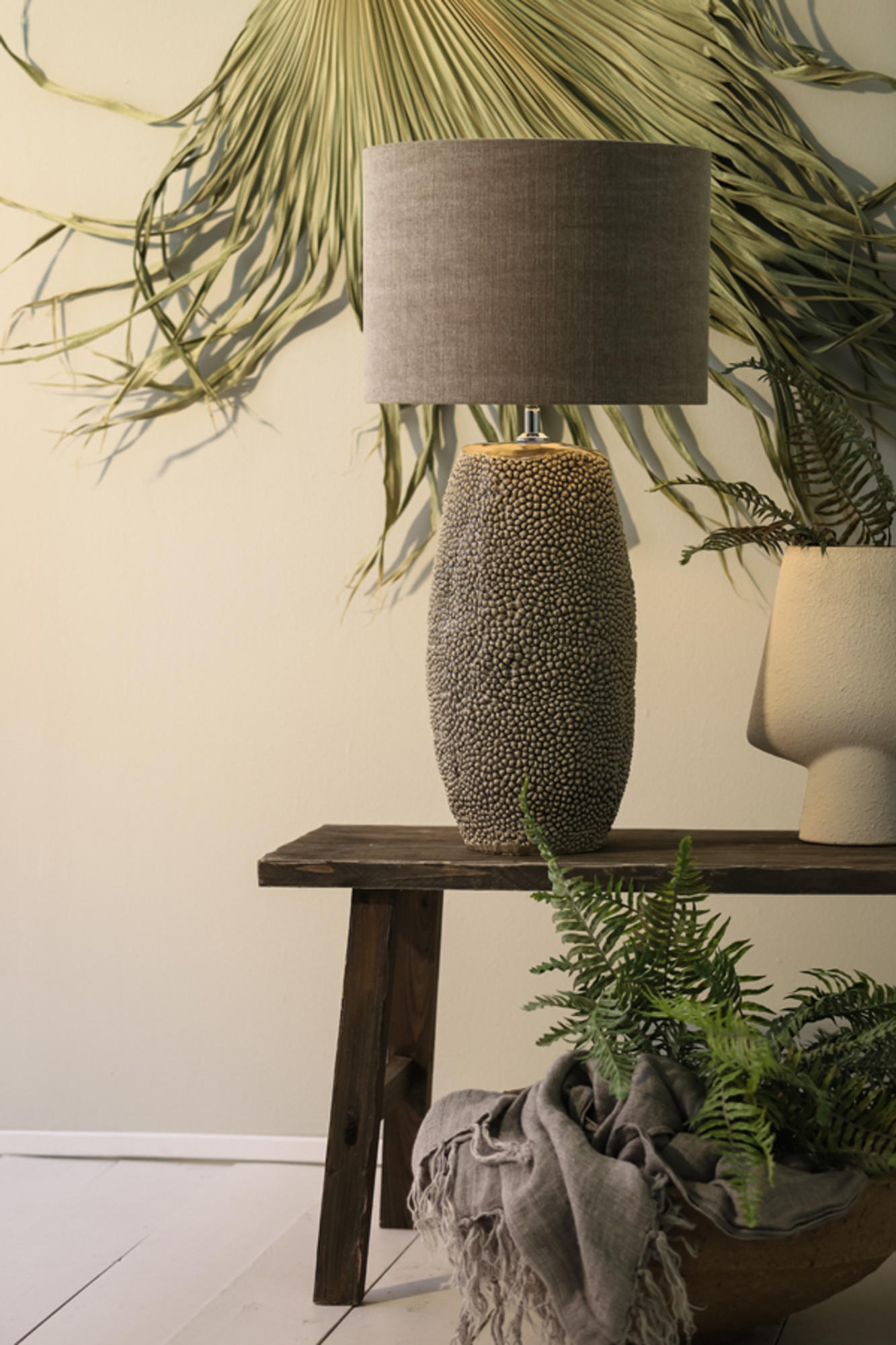 LAMPENFUSS Kyara Grau Ø34,5/59 cm - Grau, Keramik (34.5/34.5/59cm) - Light & Living