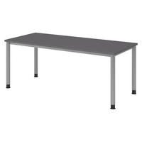 SCHREIBTISCH Serie-H Gestell: Silber 80/180/74 cm in Graphitfarben - Graphitfarben, Holzwerkstoff (80/180/74cm) - bümö