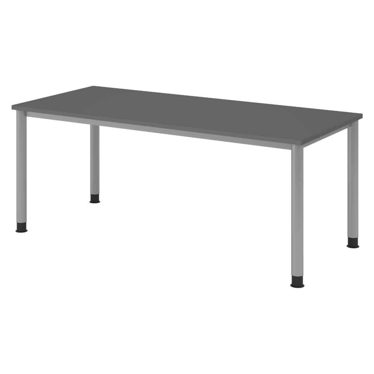 SCHREIBTISCH Serie-H Gestell: Silber 80/180/74 cm in Graphitfarben - Graphitfarben, Holzwerkstoff (80/180/74cm) - bümö