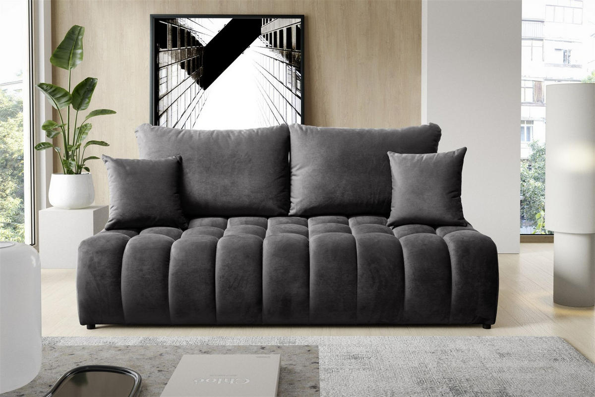 SCHLAFSOFA Nina - Anthrazit, Holzwerkstoff/Textil (200/96/107cm) - Fun Möbel
