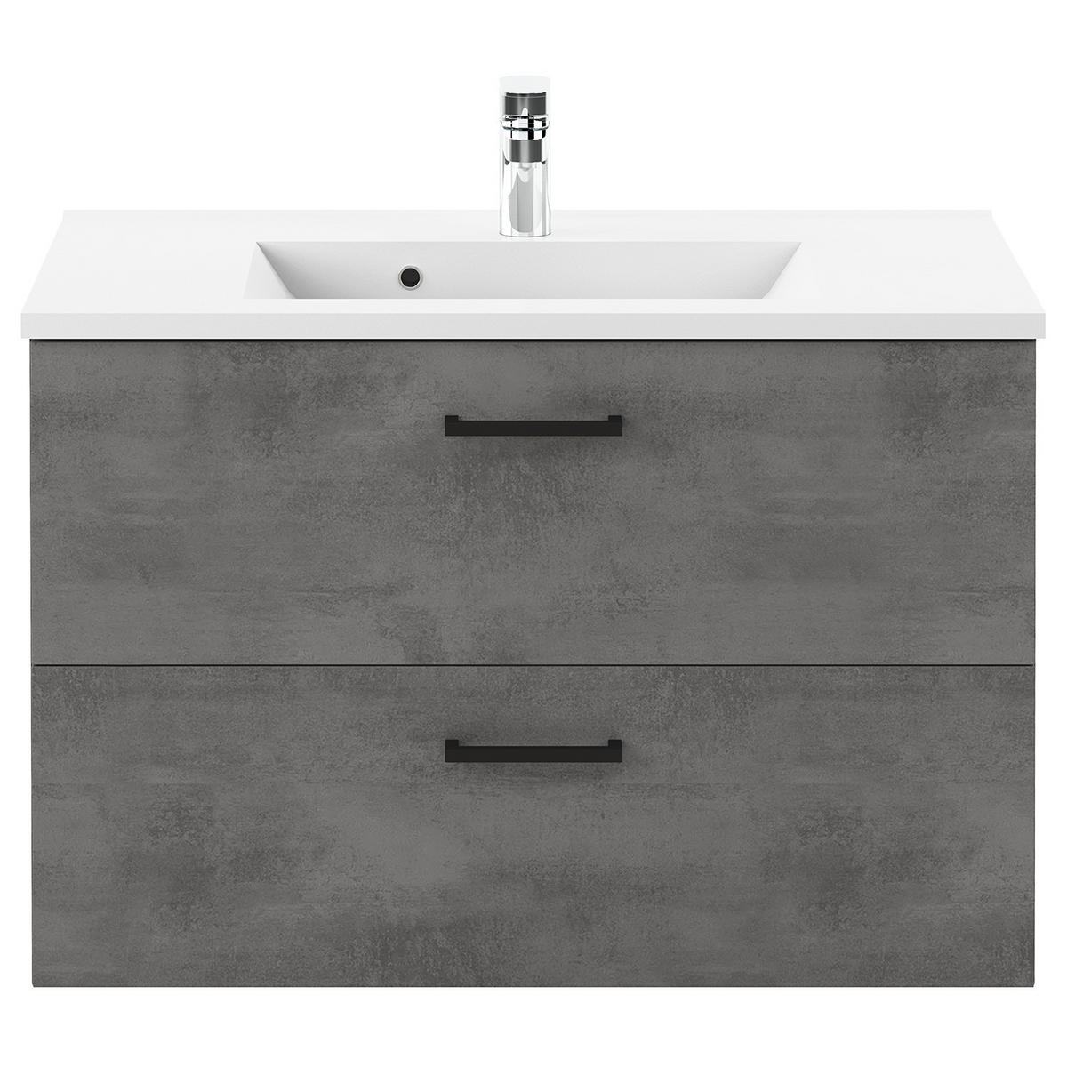 WASCHTISCH - Beton Dunkel Dekor / Graphit - Grau, Keramik/Holzwerkstoff (80/54/48cm) - home24