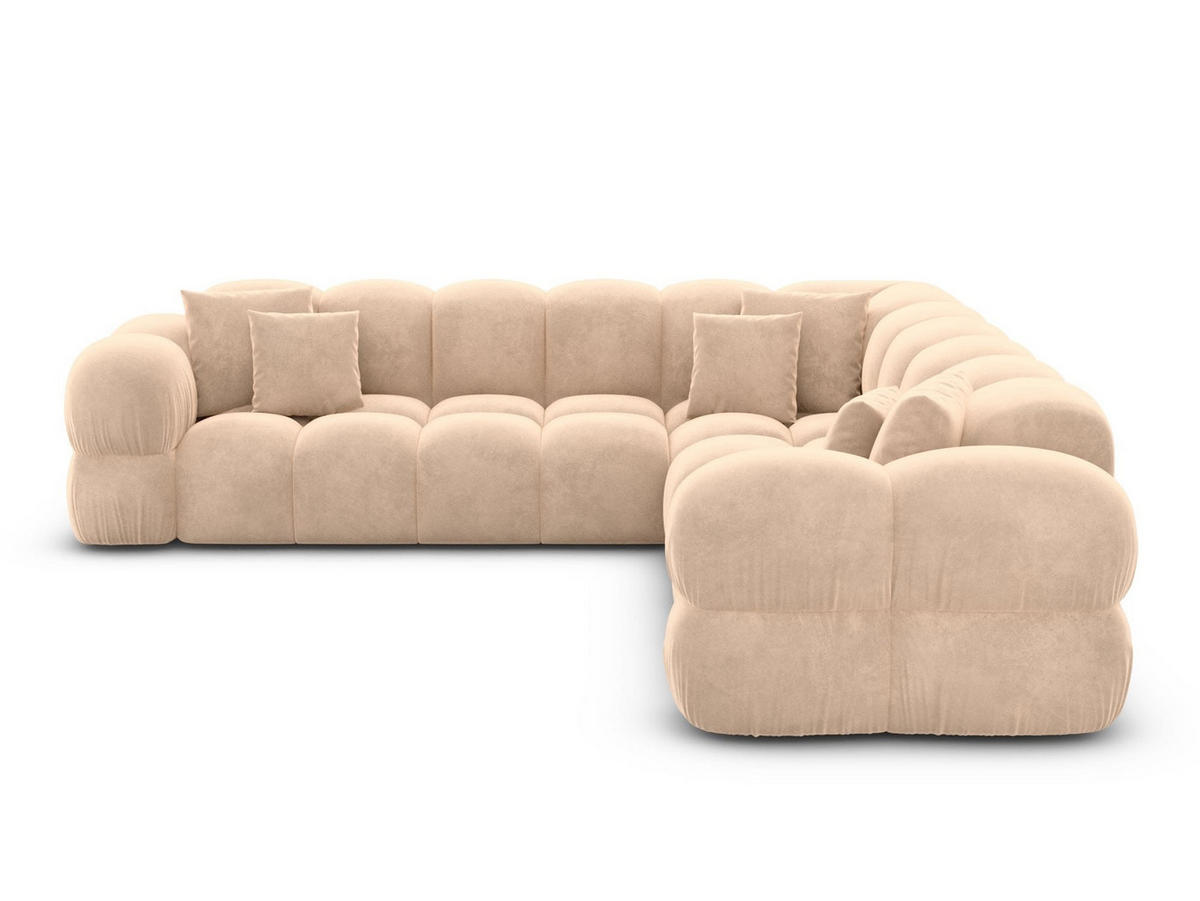 COUCH Monteverde L-Form Beige Samtstoff - Beige, Kunststoff (253/253cm)