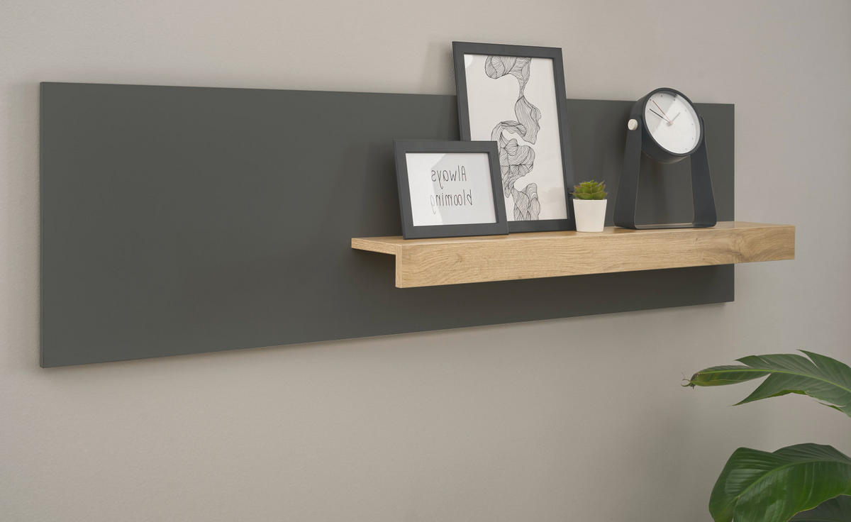 AKTENREGAL grau matt, Eiche Wotan 140 cm, Wandregal für Homeoffice und Büro - Eiche Wotan/Grau, Holzwerkstoff (140/40/17cm) - Furn.Design