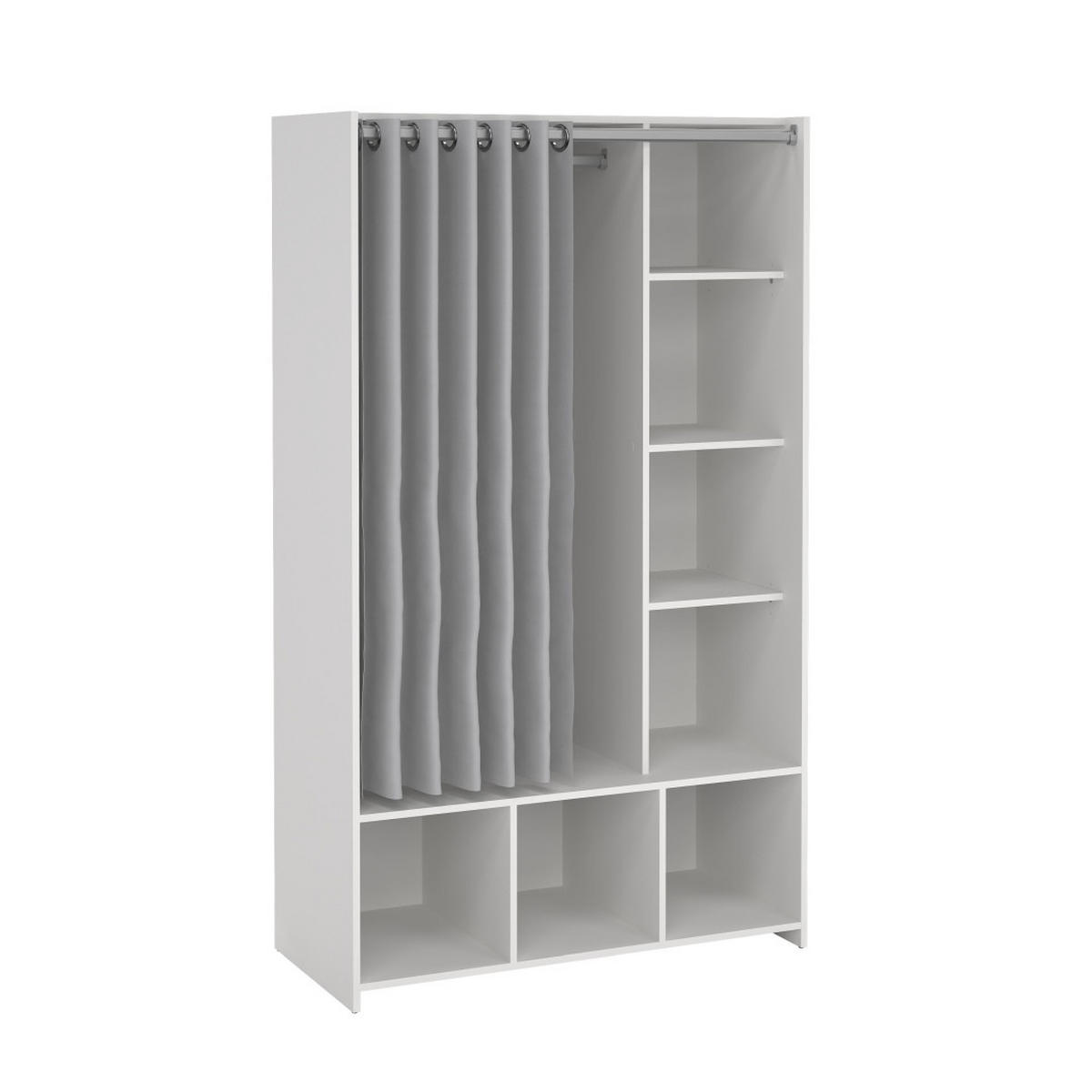 KLEIDERSCHRANK, Kit, Hellgrau, Holzwerkstoff, 105 x 49 x 180 cm - Hellgrau, Holzwerkstoff (105/180/49cm) - ebuy24