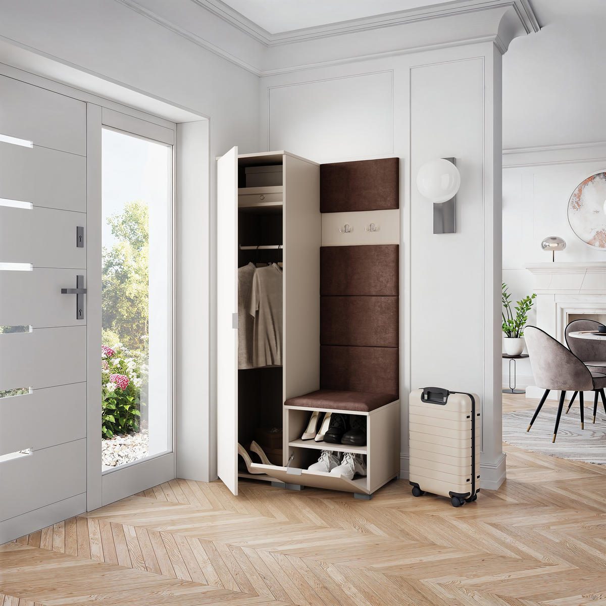 GARDEROBENSCHRANK LORI 95/181/51 cm Modern Garderobe-Set Kaschmir - Kaschmir/Braun, Holzwerkstoff (95/181/51cm) - MASSENO