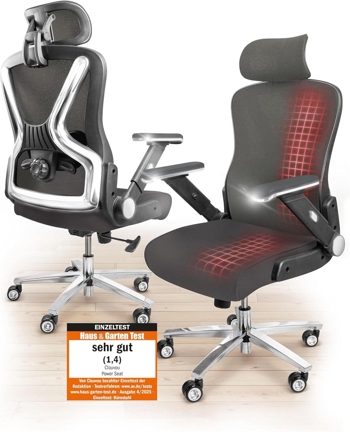 BÜROSTUHL PowerSeat Anthrazit - Anthrazit/Silberfarben, Kunststoff/Textil (74/135/74cm) - Clouvou
