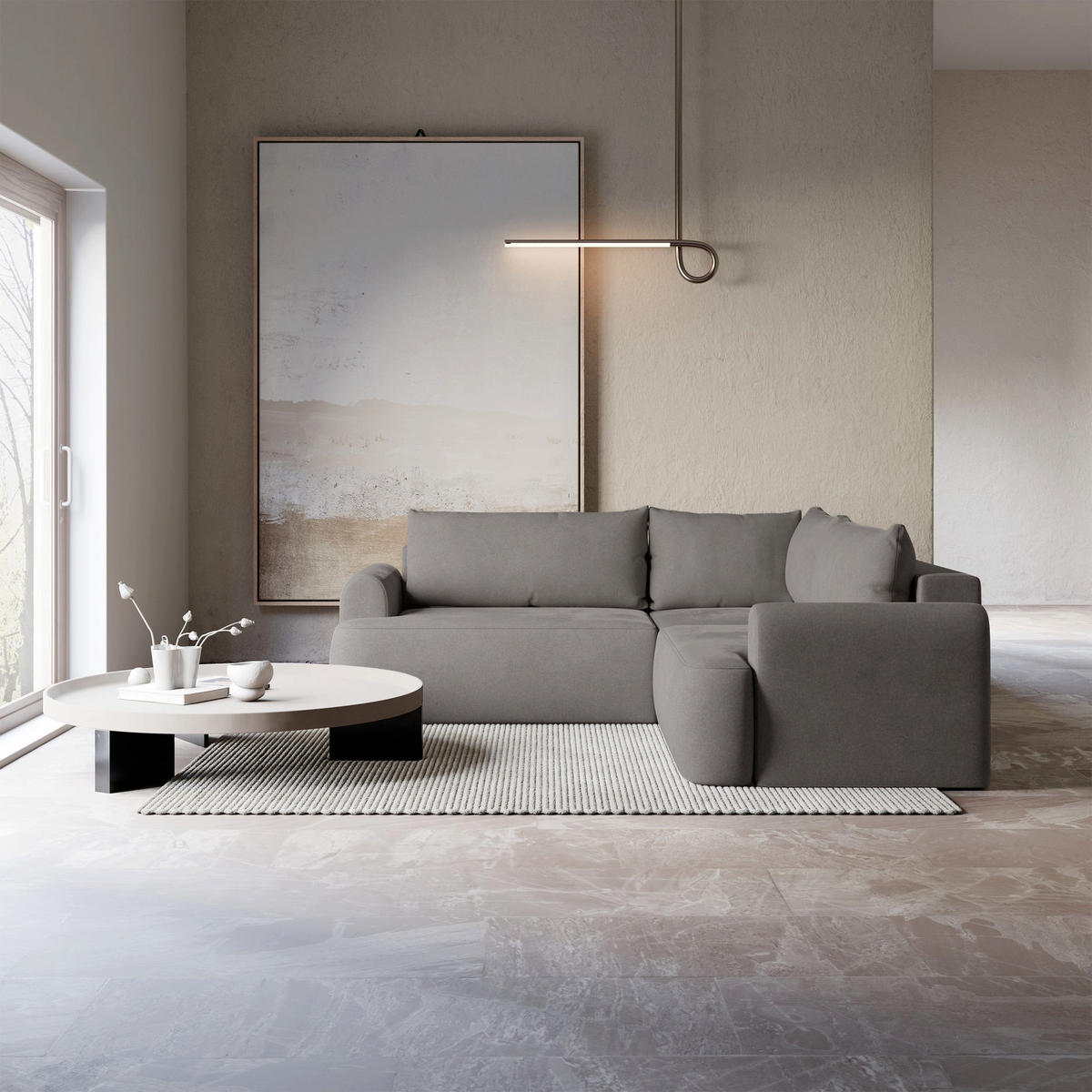 ROHOVÁ POHOVKA Ovo Zelený manšestr univerzální s úložným prostorem - černá/šedohnědá, textil/plast (245/245cm) - Selsey