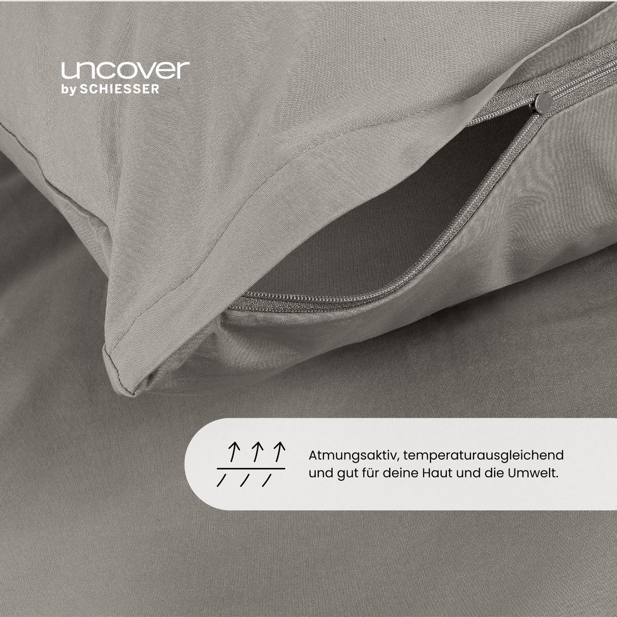 BETTWÄSCHESET Soho - Renforcé - 2-teilig - 135 x 200 cm - Hellgrau - Hellgrau, Textil (135/200cm) - Uncover by Schiesser