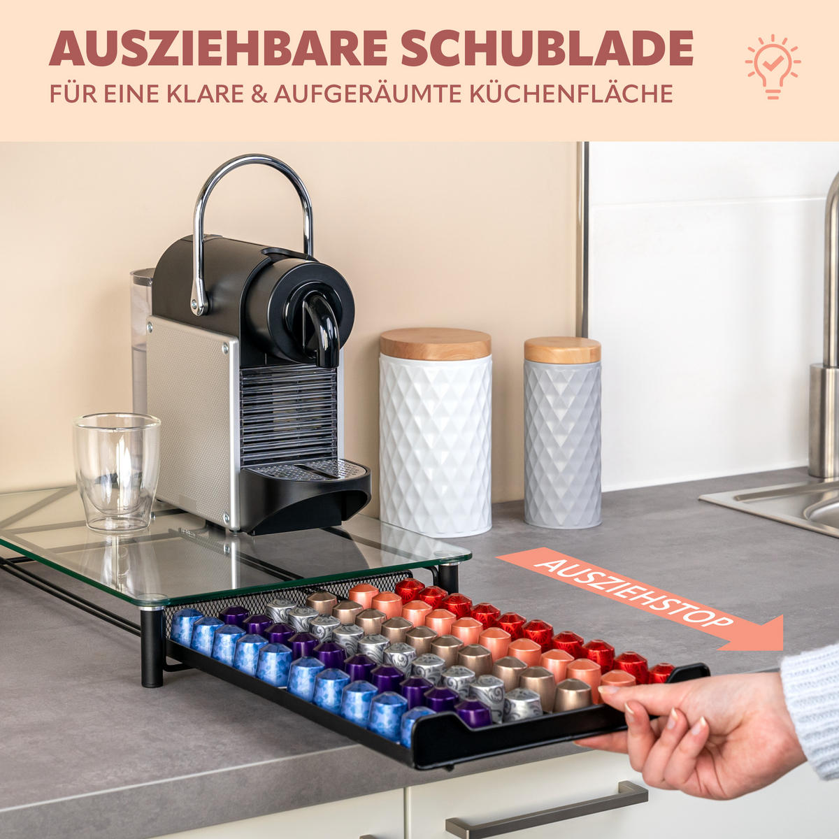 KAFFEEKAPSEL-BOX, für Nespresso, transparent - Transparent, Metall (31/7/40.5cm) - bremermann
