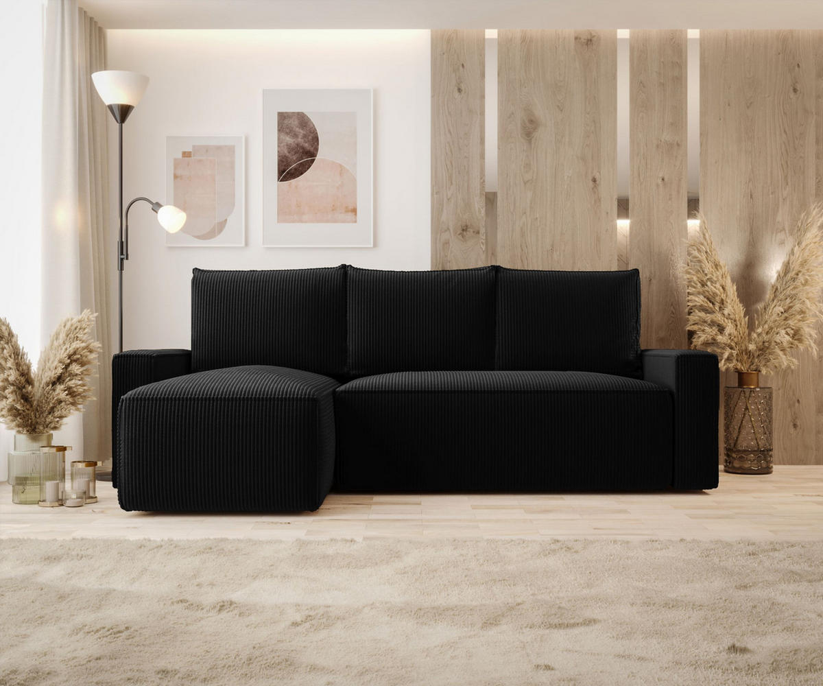 ECKSOFA mit Schlaffunktion SAVIO Poso 135 Links - Schwarz, Textil (232/140cm) - Bedante