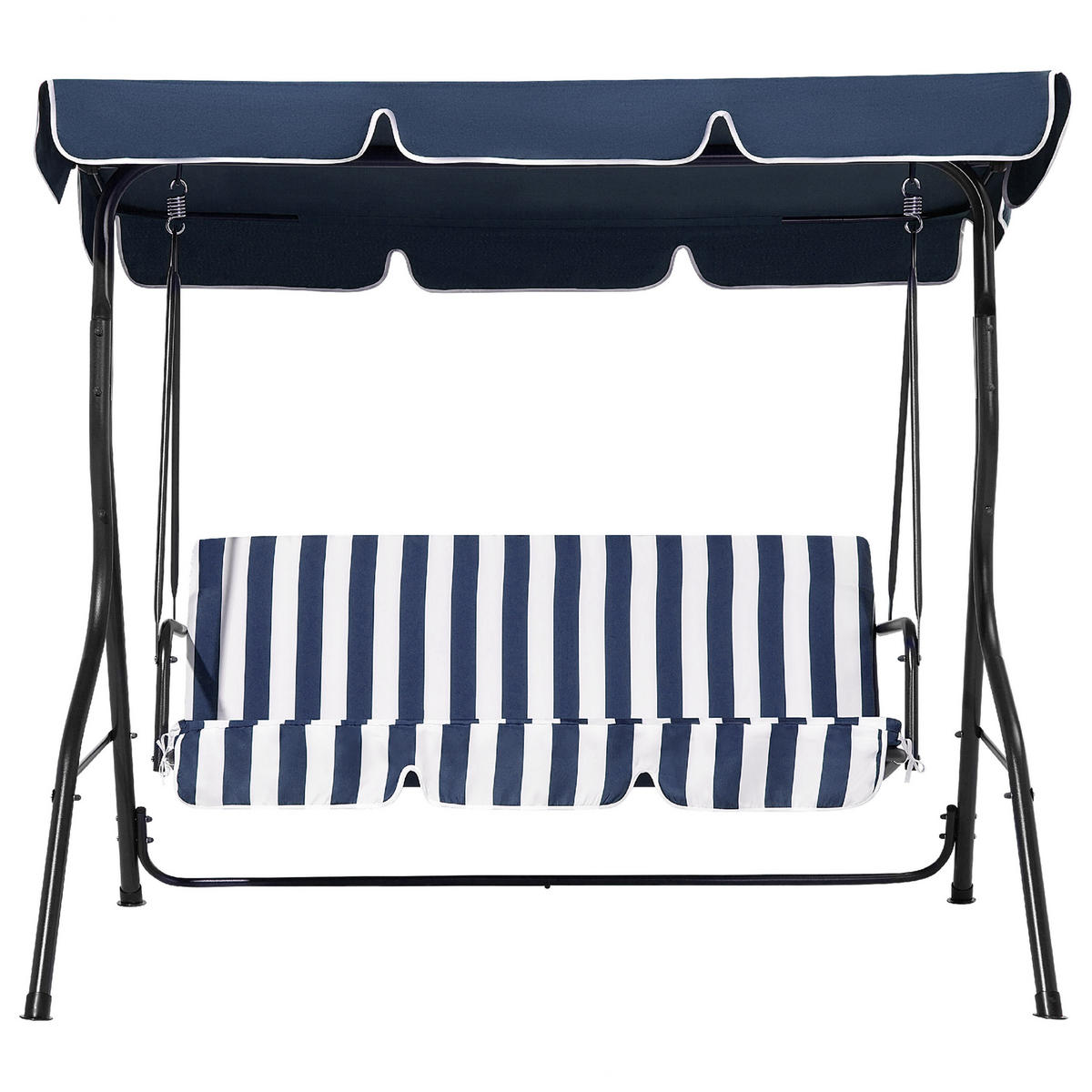 HOLLYWOODSCHAUKEL Sonnendach blau / weiß Chaplin - Blau, Textil (174/147/118cm) - Beliani