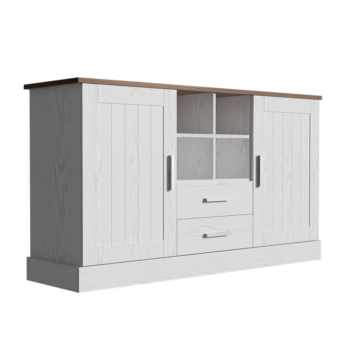 SIDEBOARD mit 2 Türen und 2 Schubladen 140 x 40 x 79,5 cm Brown White Wood - Braun, Holzwerkstoff (140/79.5/40cm) - Meubliv
