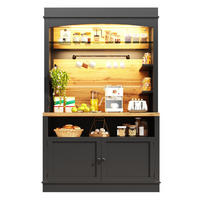 BUFFETSCHRANK Kombi Schwarz 107/43/184 cm - Schwarz, Holz (107/184/43cm) - PANGIVO