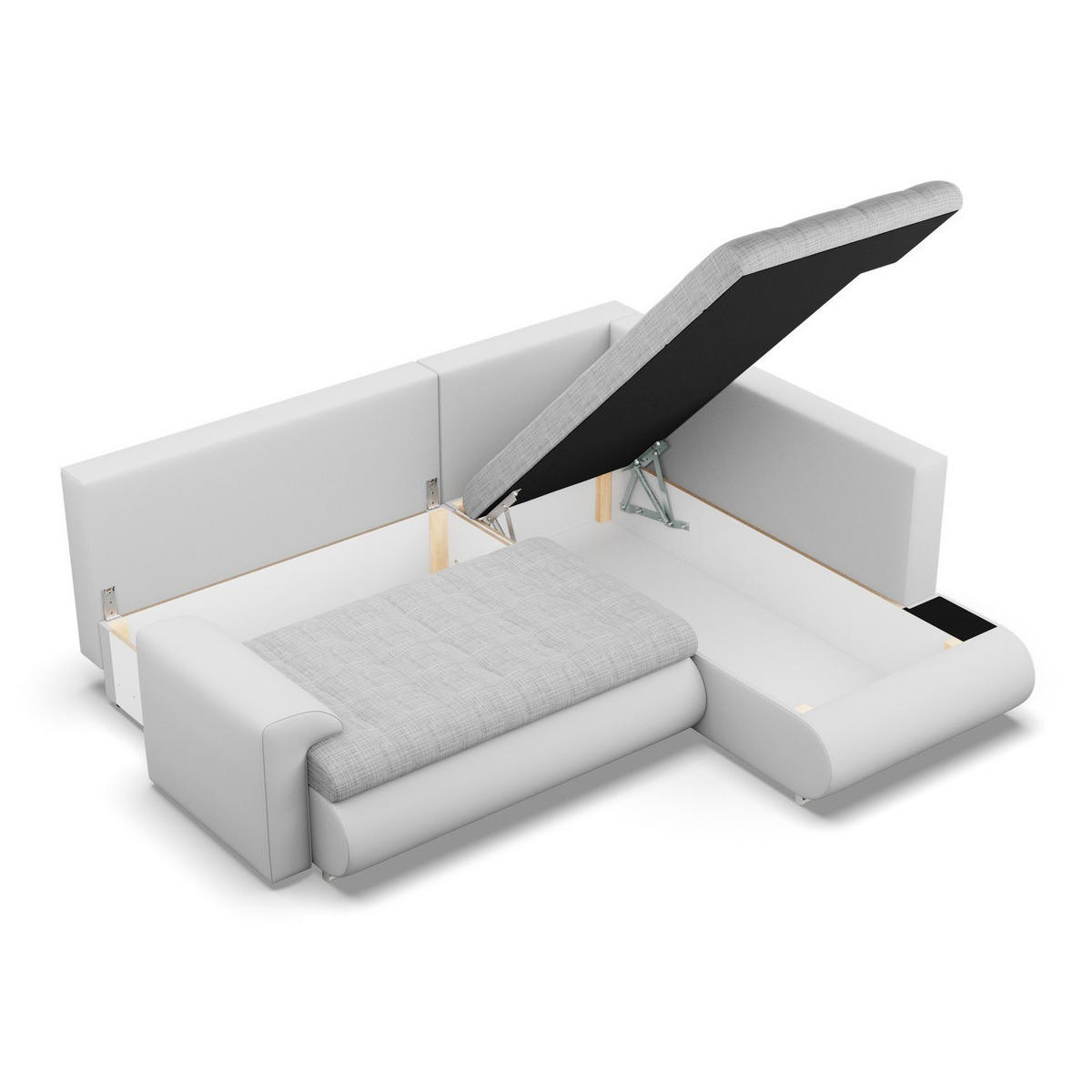 ECKSOFA RECHTS MIT SCHLAFFUNKTION FORESTA, Grau + Grau - Hellgrau/Grau, Textil (230/200cm) - Mebligo