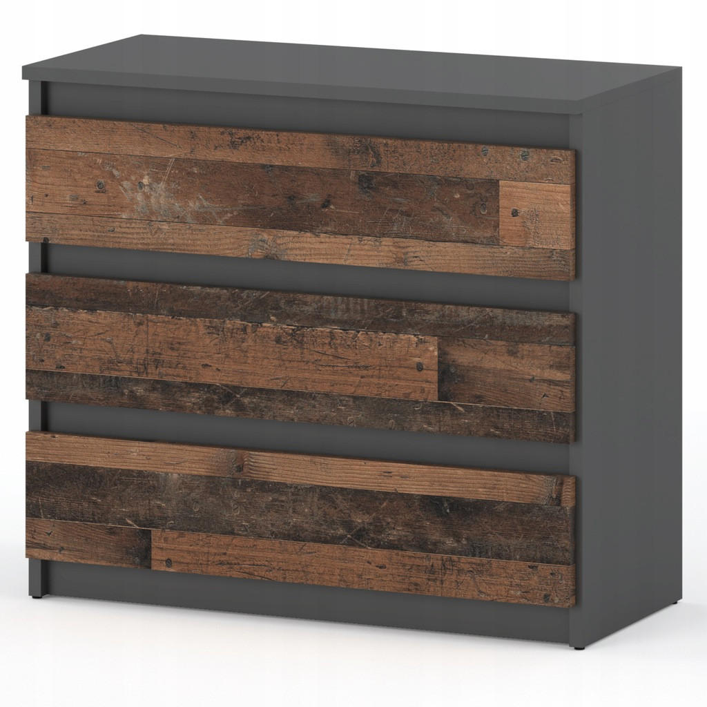 KOMMODE mit Schubladen – Grau Vintage - Dunkelbraun/Braun, Holz (80/71.5/33.5cm) - Stiv Meble