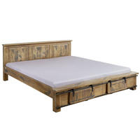 BETT Massivholz Mango 180 x 200 x 85 natur RAILWAY #142 - Naturfarben, Holz (180/200cm) - Massivmoebel24