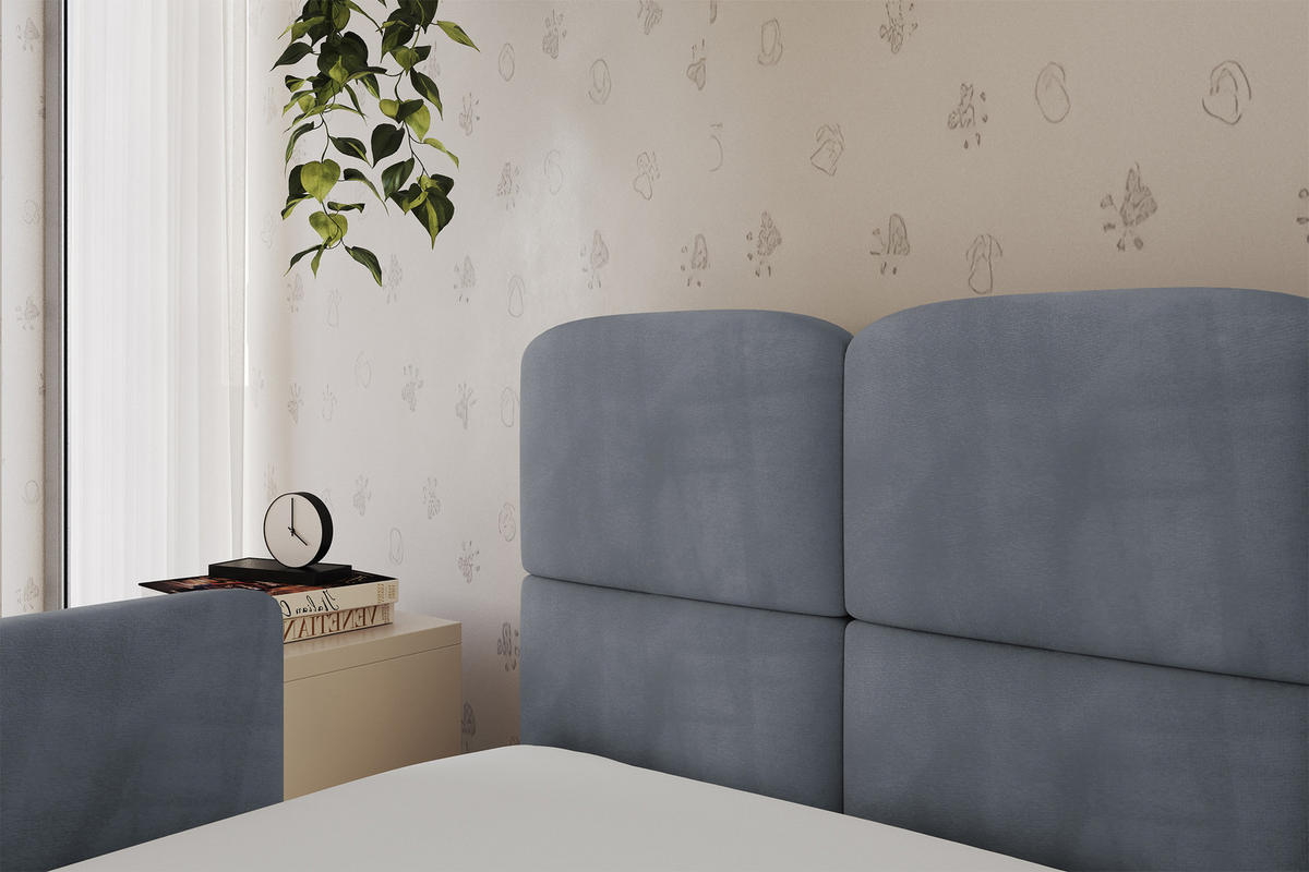 EINZELLBETT Jugendbett mit Bettkasten, Rechts - KIVY 100x200 Grau - Grau, Holzwerkstoff/Textil (100/200cm) - ALTDECOR