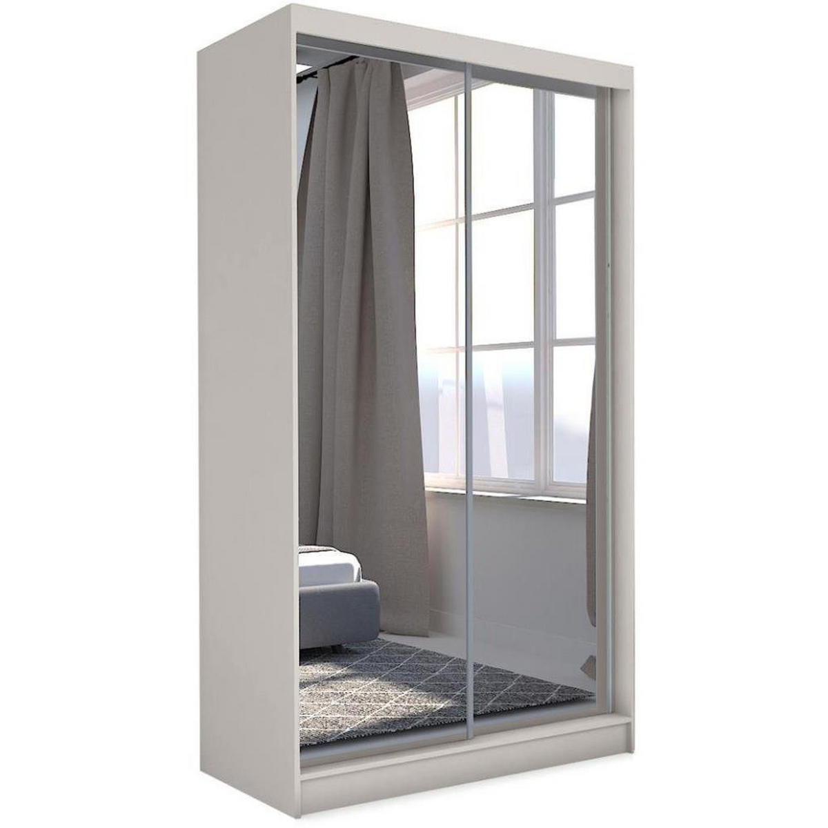 SCHWEBETÜRENSCHRANK Debra 120/216/61 kaschmir mit Spiegel und Schubladeneinsätze - Kaschmir, Holzwerkstoff (120/216/61cm) - Beautysofa