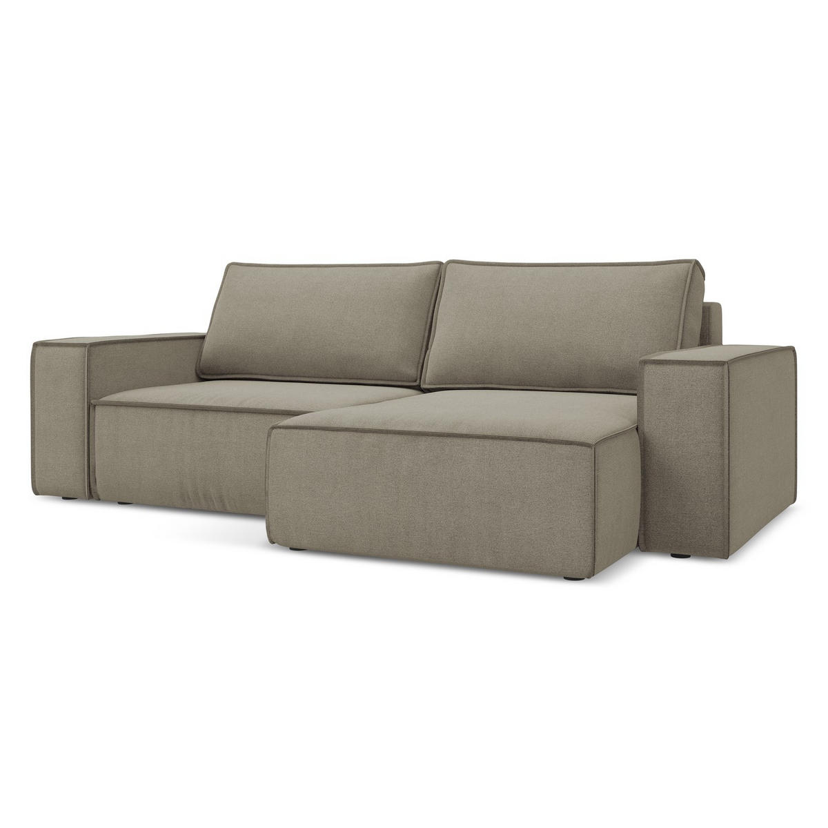 ECKSOFA mit Schlaffunktion Strukturstoff Stoff Beige - Beige/Schwarz, Kunststoff/Textil (257/148cm) - LaMiaSofa
