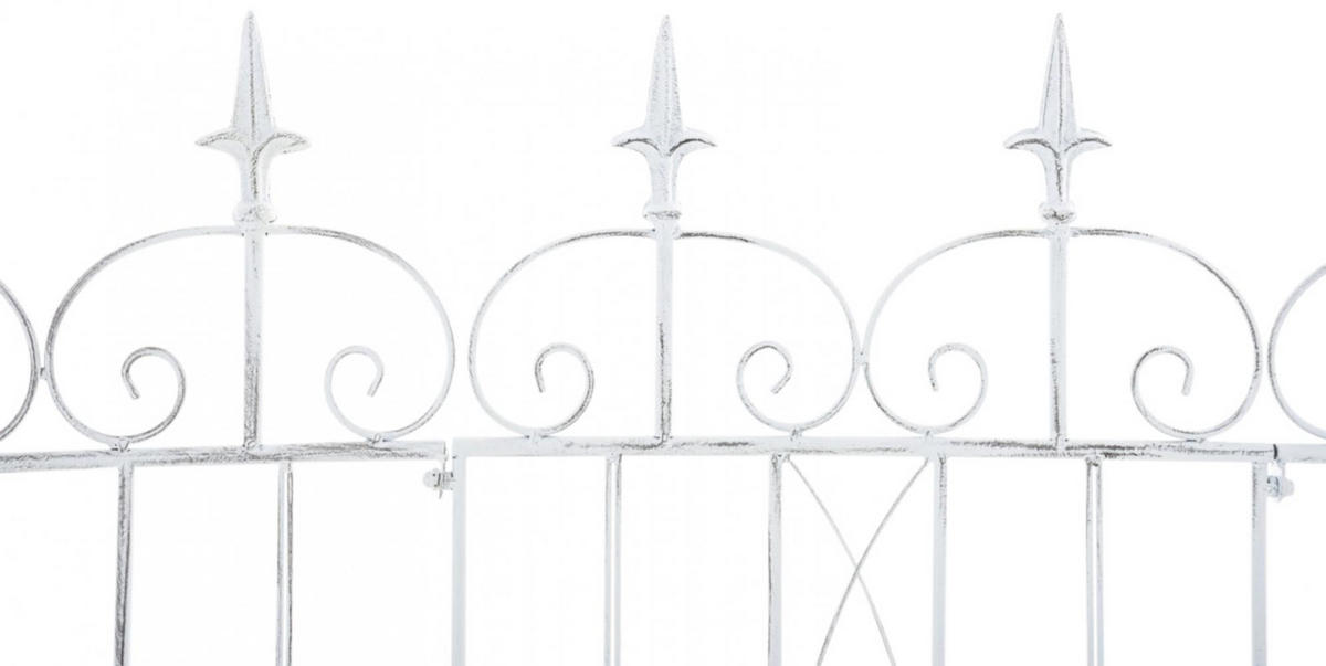 GARTENZAUN 4er Set Metall antik weiß - Weiß/Grau, Metall (124/116cm) - CLP