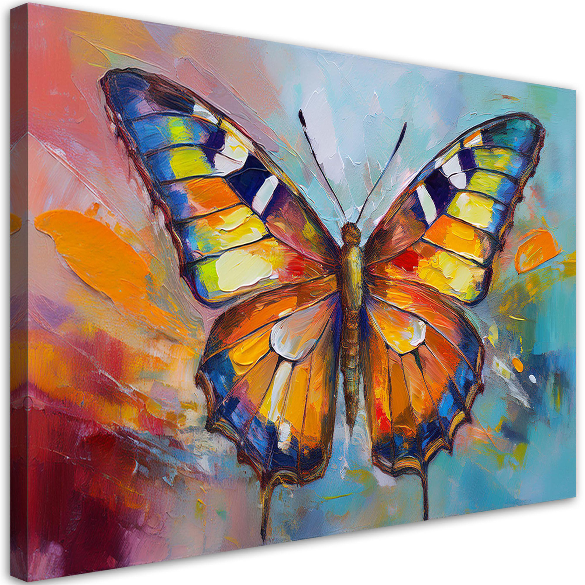 LEINWANDBILD Bunter Schmetterling 100x70cm - Multicolor, Textil (100/70cm) - Feeby
