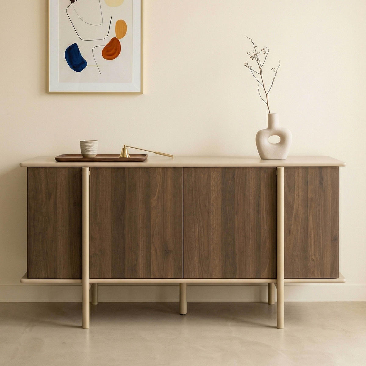 SIDEBOARD mit 4 Türen, taupe - Taupe, Holz (180/75/40cm) - Oviala