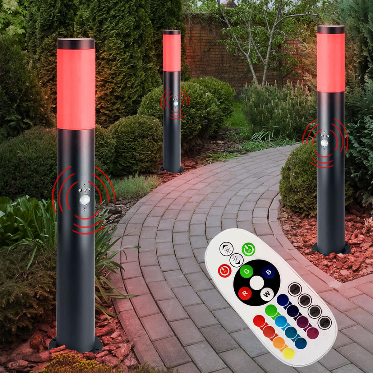 RGB LED STEHLEUCHTE Edelstahl Anthrazit 2er Set - Anthrazit, Metall (7.6/11/80cm) - Globo Lighting