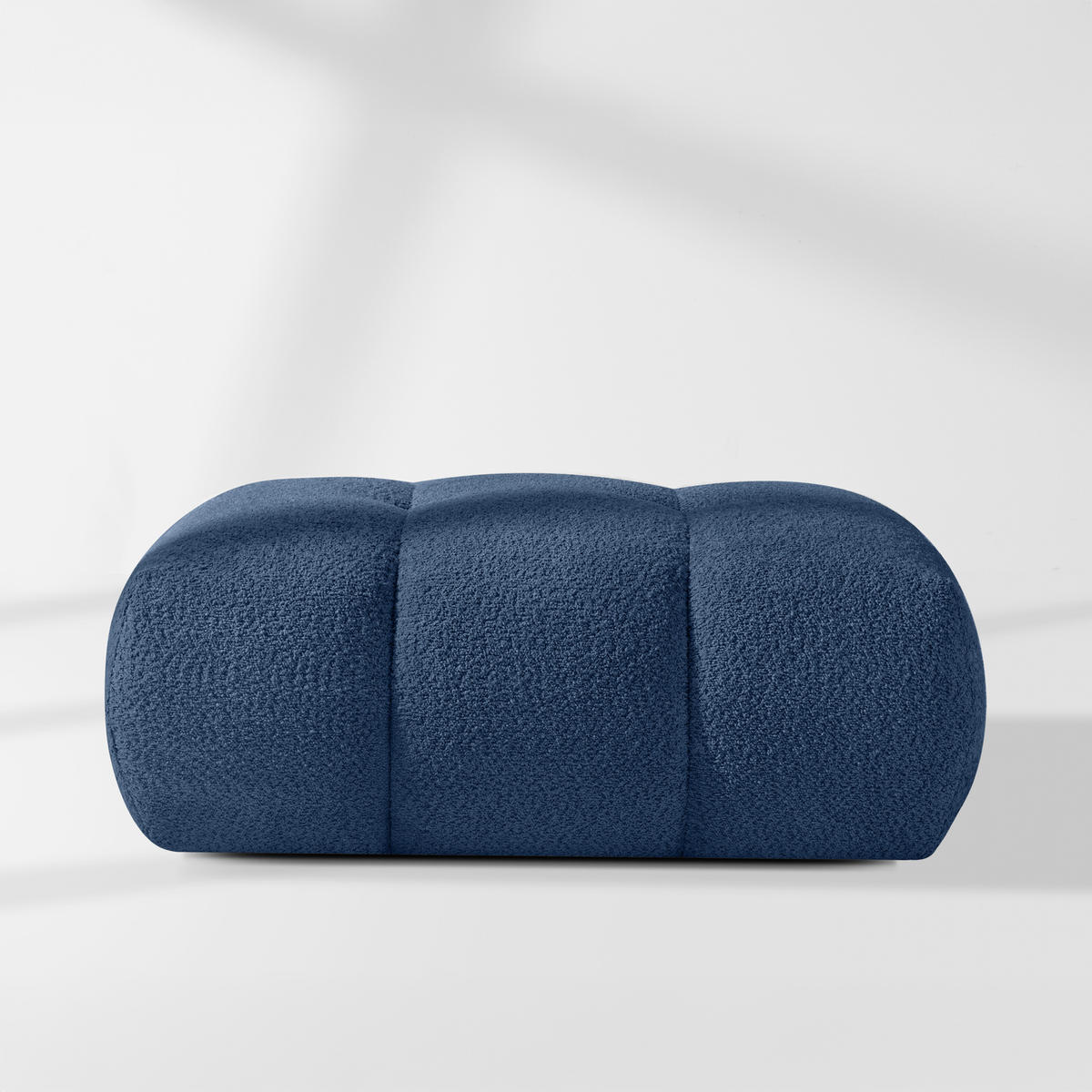 POUF LIRA, Dunkelblau, Bouclé - Dunkelblau, Holz/Holzwerkstoff (96/43/50cm) - KONSIMO®