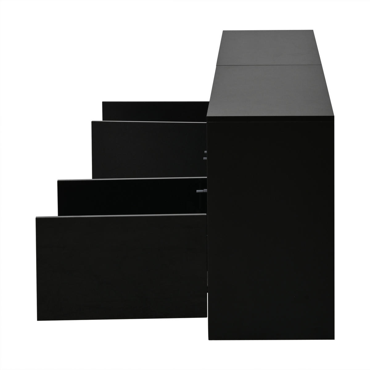 TV-SCHRANK LED Schwarz Hochglanz 4 Türen 8 Fächer 75 Zoll 180cm - Schwarz, Holzwerkstoff (180/60/35cm) - FLIEKS