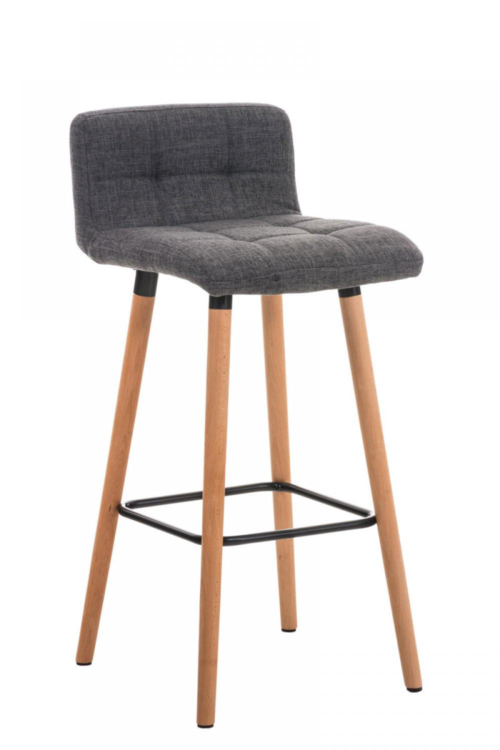 BARHOCKER Stoff Hellgrau - Eukalyptusholzfarben/Hellgrau, Holz/Textil (42/94/49cm) - CLP