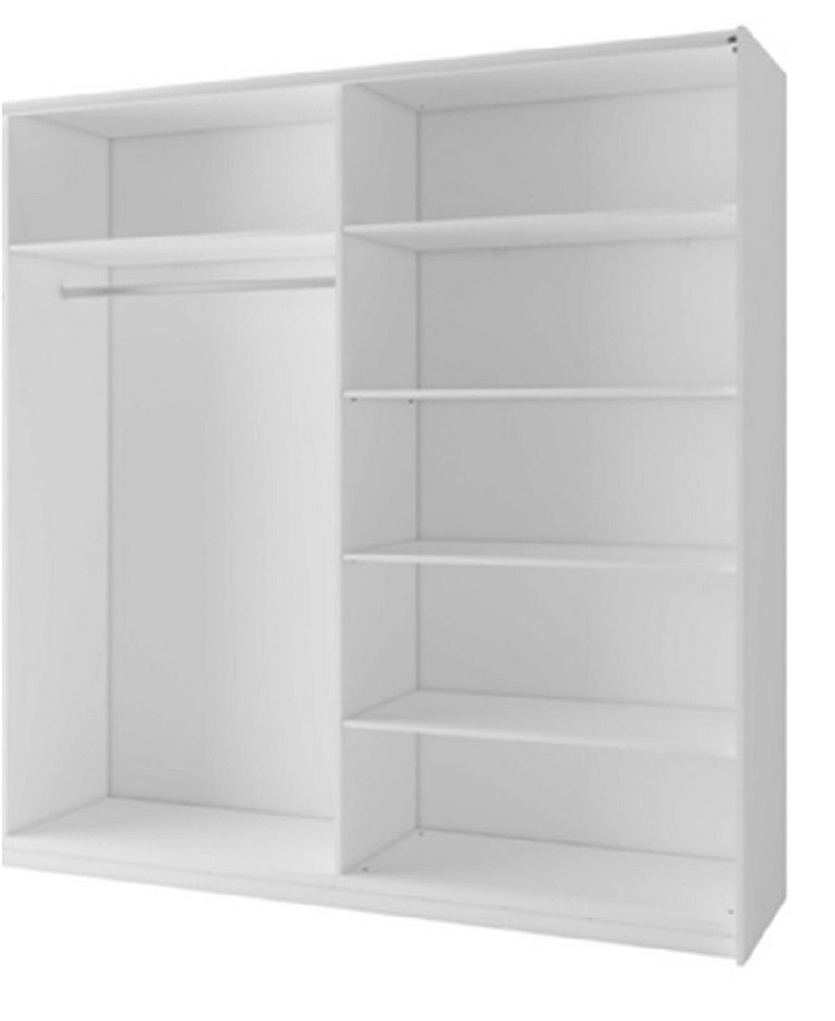 SCHIEBETÜRENSCHRANK ARSALA 11 - 206/207/55.3 cm mit Spiegel Weiß - Silberfarben/Weiß, Holz/Holzwerkstoff (200.6/207/55.3cm)