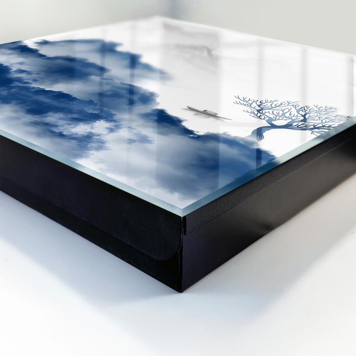 SCHLÜSSELBOX Schwarz 30x30 cm- Türöffnung nach rechts - Geheimnisvolle Berge - Blau, Metall (30/30/5cm) - TULUP