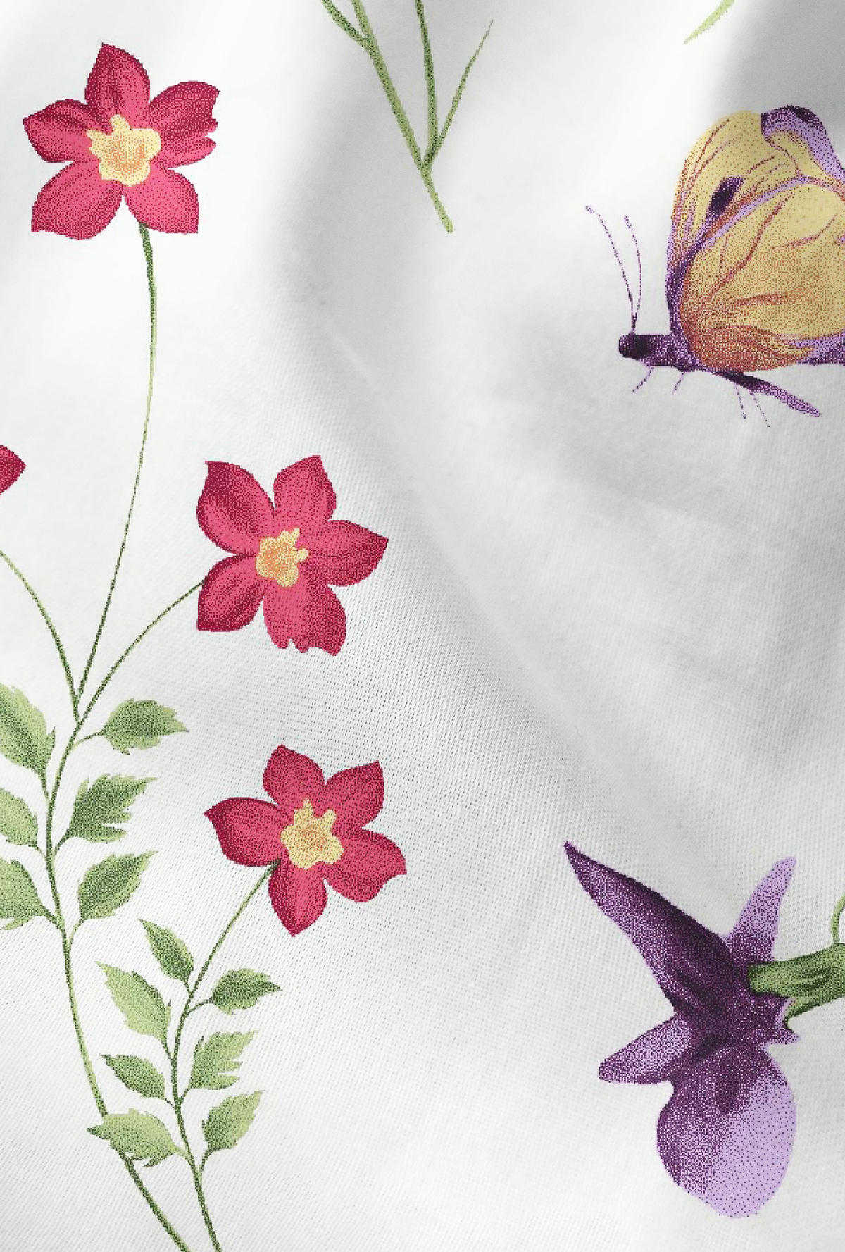 BETTWÄSCHE-GARNITUR Premium Linon Flowerpower weiss, 135x200 cm + 80x80 cm - Weiß, Textil (135/200cm) - biberna