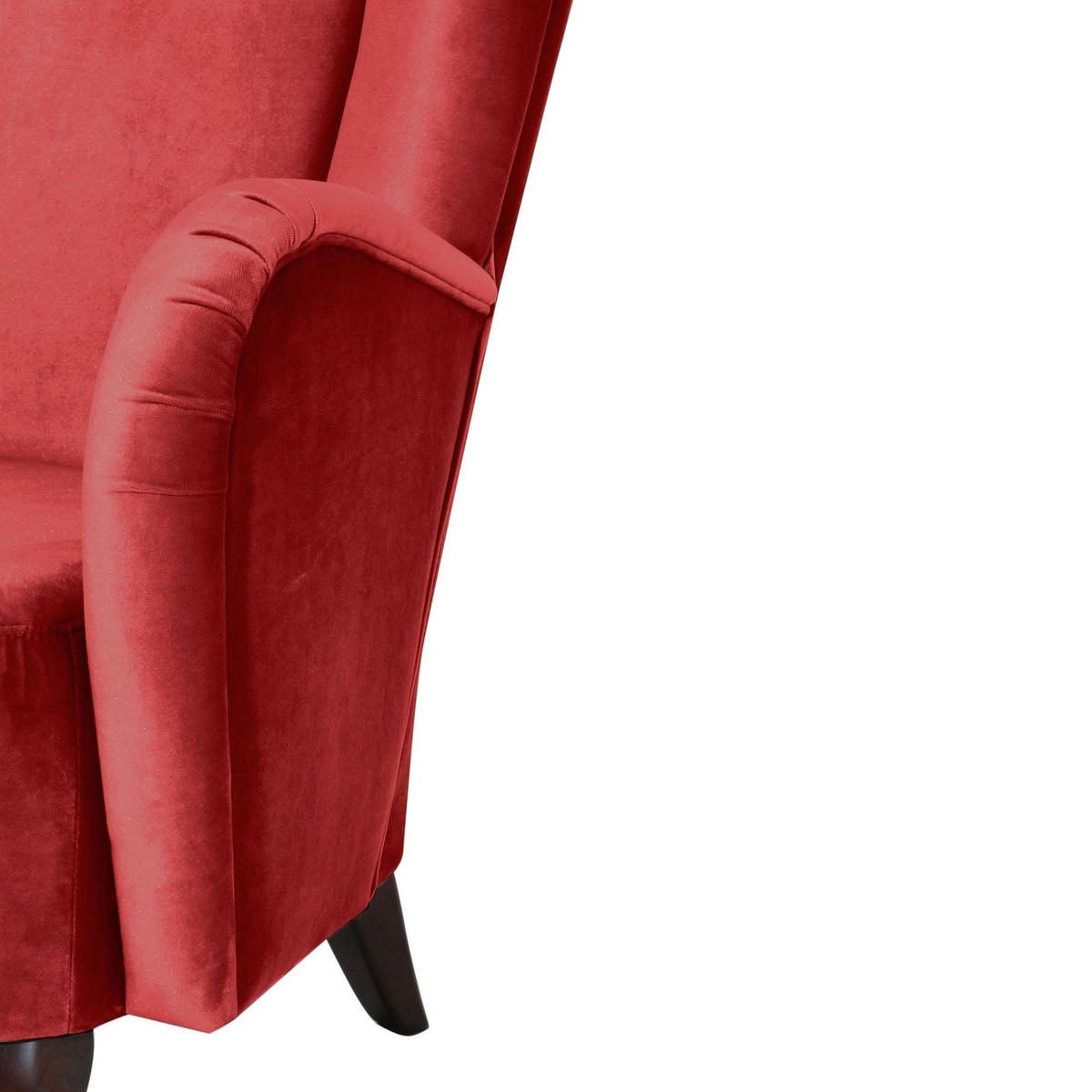 HOCHLEHNSESSEL Kailey Bezug Samtvelours Buche nussbaum dunkel / ziegel - Rot, Kunststoff (96/122/89cm) - 58aufmkessel