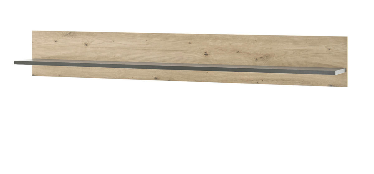 WOHNWAND Eiche Artisan, Graphit grau 4-teilig 315 cm, Schrankwand mit Soft-Close - Eiche Artisan/Grau, Glas/Holz (315/194/40cm) - Furn.Design