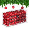 96-TLG.WEIHNACHTSKUGELN-SET - Rot, Kunststoff (3/4/3cm) - Relaxdays