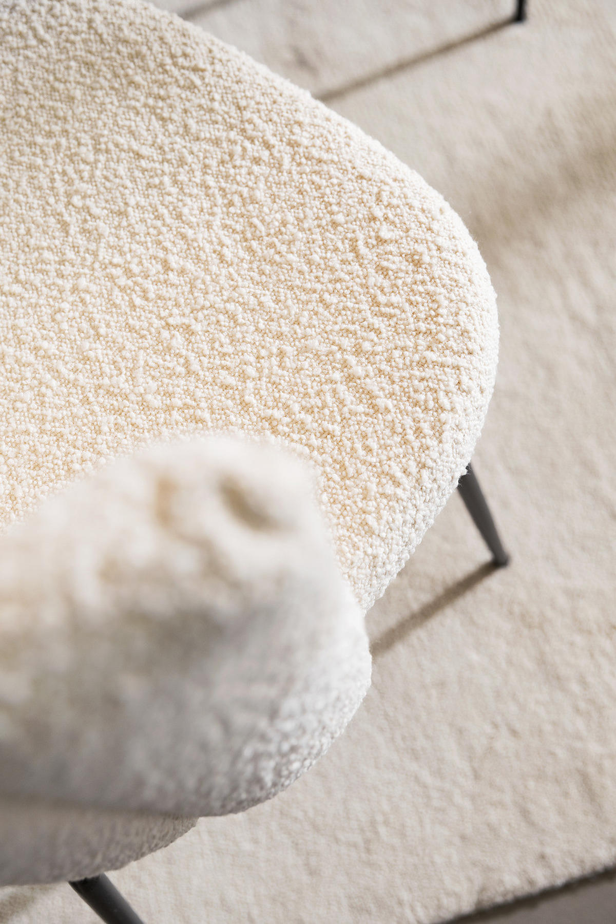 POLSTERSTUHL - Bouclé / Eisen, 2er-Set - Creme/Schwarz, Textil (55/78/59cm) - home24